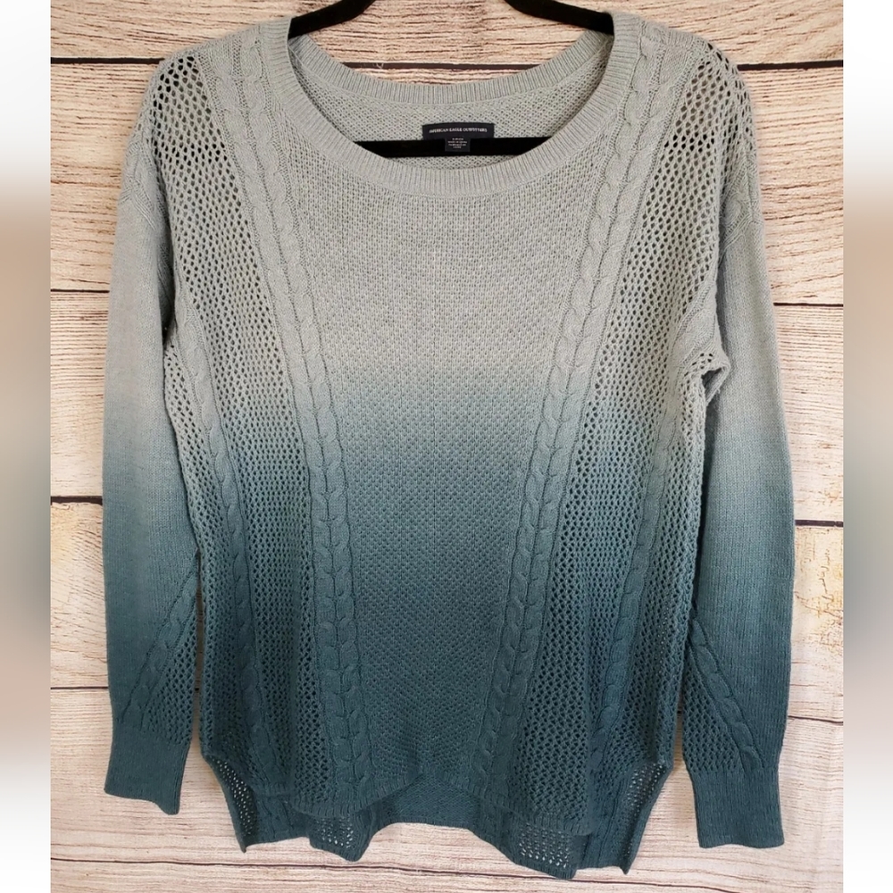 American Eagle Blue Dip Dye Sweater Size Small